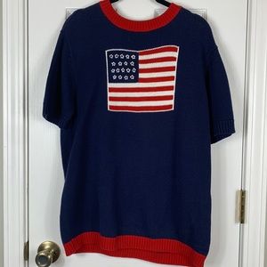 RedHead red, white and blue short sleeved knit sweater size XL.